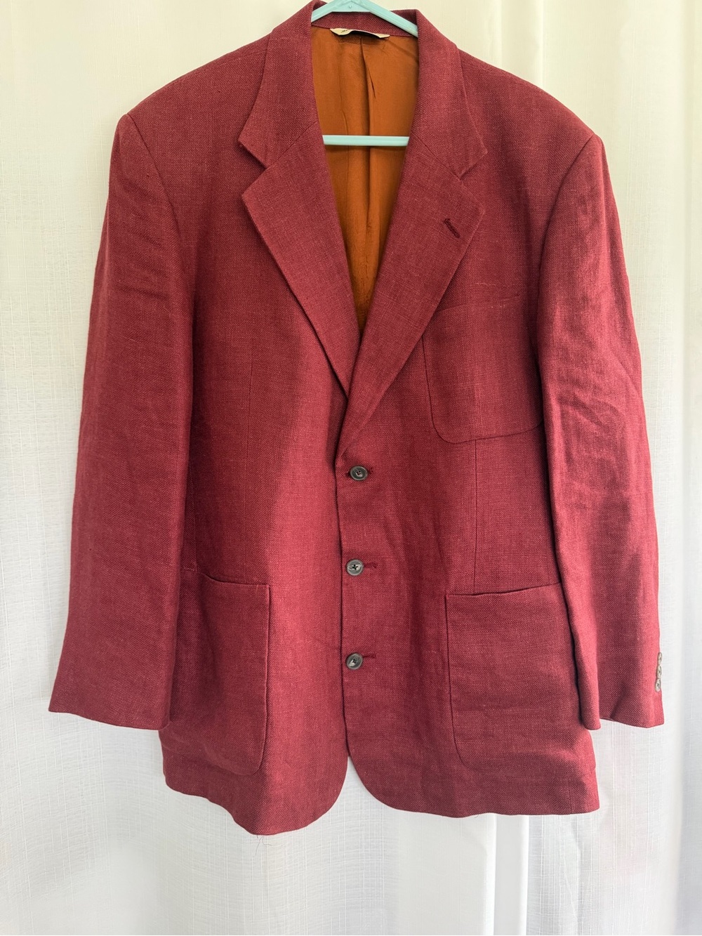 Vintage Eddie Bauer AKA 100% Linen Blazer Men’s 42 Made in USA Rust Red